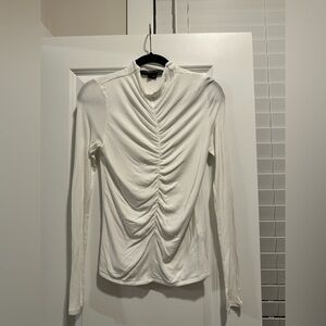 White Ruched Long Sleeve Top